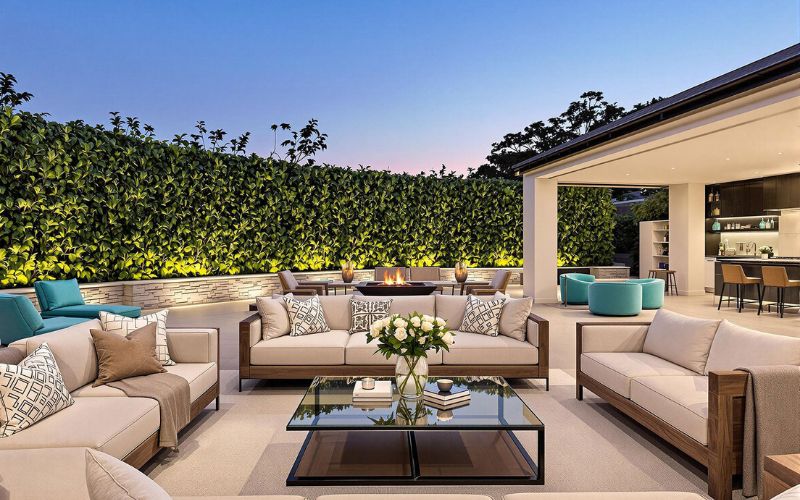 In what ways do outdoor living areas enhance luxury