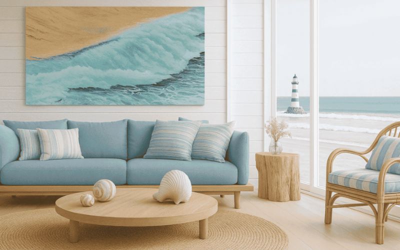 What colour is best for wall décor in a coastal setting